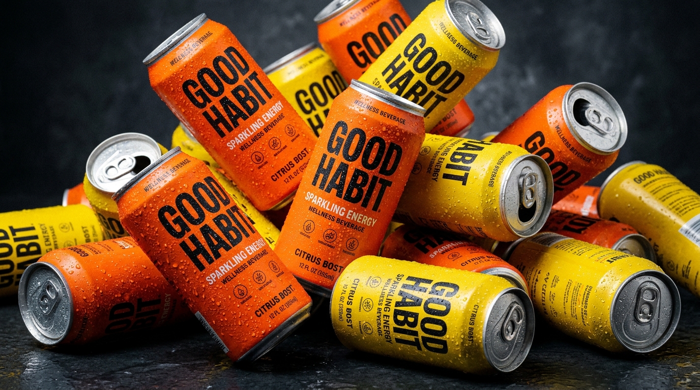 Product photography of Good Habit beverage cans